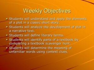 Plot and Objectives